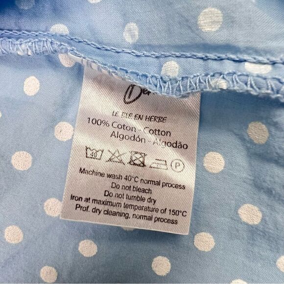 NWT Le Ble En Herbe Pale Blue Polka Dot Shirt Size 3XL - Picture 6 of 8